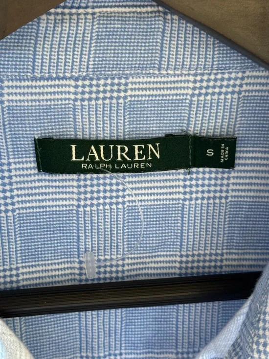 NWOT Lauren Ralph Lauren Light Blue Checked Button-Down Sleep Shirt | Small - Picture 3 of 7